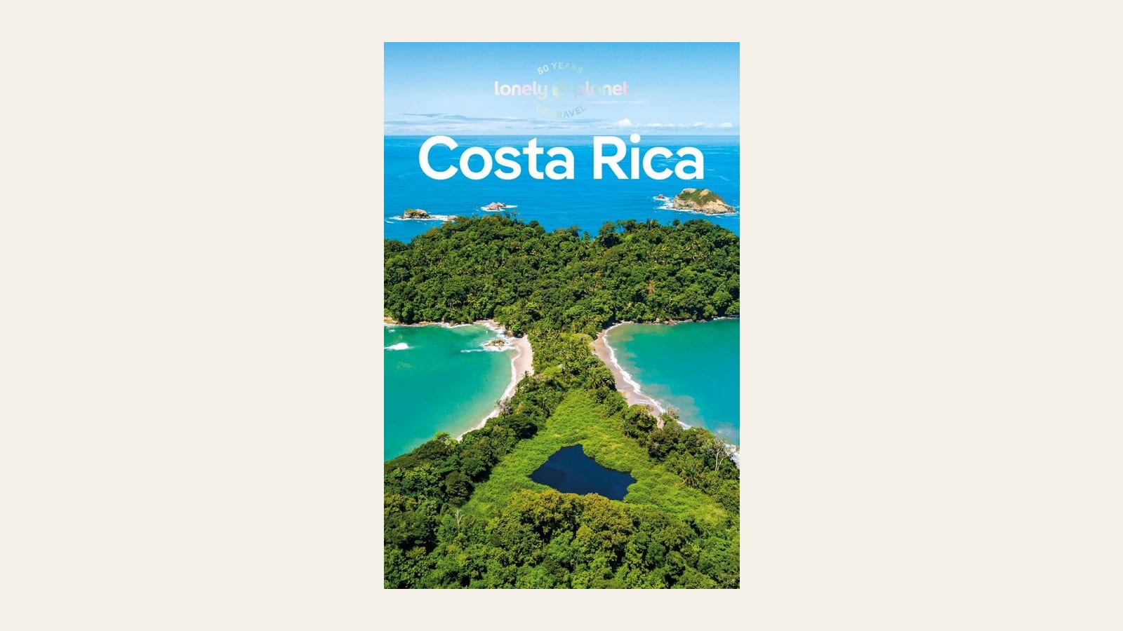 Portada de la guía Costa Rica de Lonely Planet, 2023, con una vista aérea de Manuel Antonio