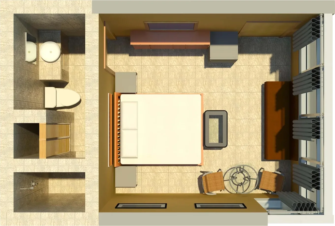 Render 3D del plano de la suite Tree Top Canopy